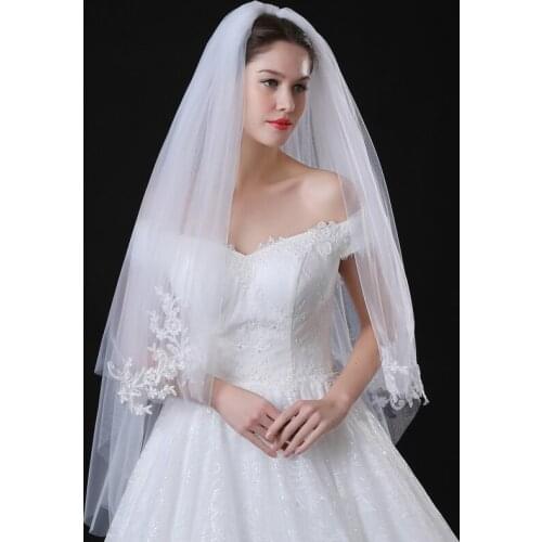 Free Shipping 2020 Wedding Veil 2 Layers Bridal Veil Elegant White Ivory Wedding Accessories In Stock