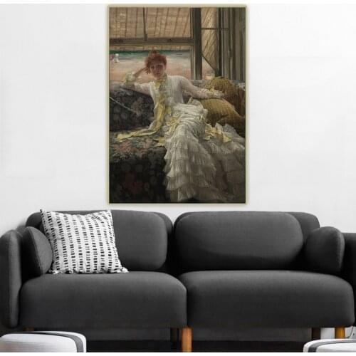 Citon James Tissot《Seaside, July Specimen of a Portrait》Canvas Oil Painting Artwork Poster Picture Wall Decor Home Decoration