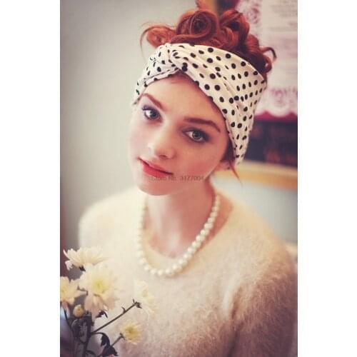 DHL 200pc Girls Milk Silk Cross Knot Headband Spot Pattern Elastic Hair Bands Women Turban Headwear Hair Accessories