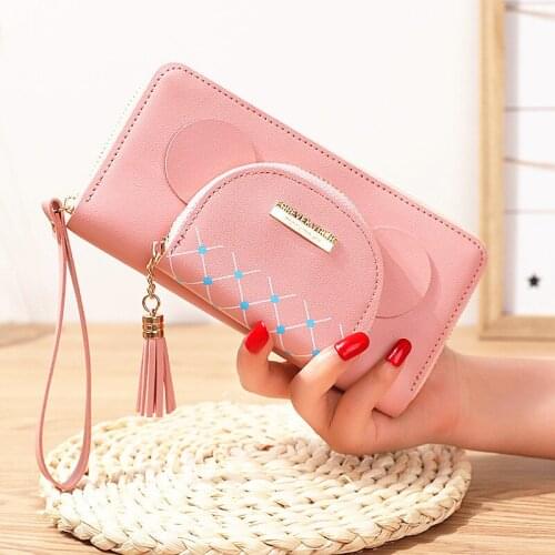 Long Women Double Zipper Wallets Female Tassel Metal Letter Coin Purses Ladies Multifunction Card Holder Cluch Bag Money Clip