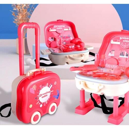 Eco-friendly Educational Pretend Play Makeup Toy Set Birthday Gift Kids Makeup Suitcase Bright Color for Recreation