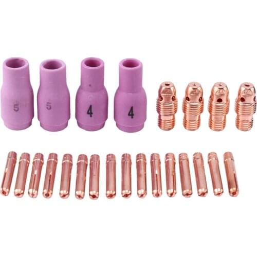 HOT-24Pcs Argon TIG Welding Torch Consumable TIG Tungsten Electrode Collet Alumina Nozzle for WP9 WP9V WP9FV TIG Torch