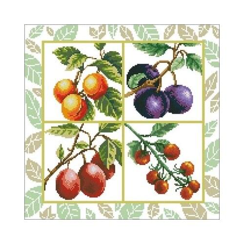 DOME-STC-Four Seasons Fruit Needlework,For Embroidery,DIY 14CT Unprinted Arts Cross stitch kits Set Cross-Stitching Home Decor