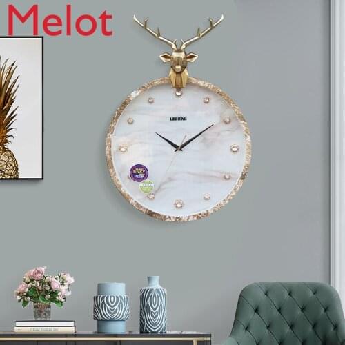 Quartz Clock Deer Head Wall Clock Radio Wave Living Room Home Fashion Clock Wall-Mounted Creative Modern Mute