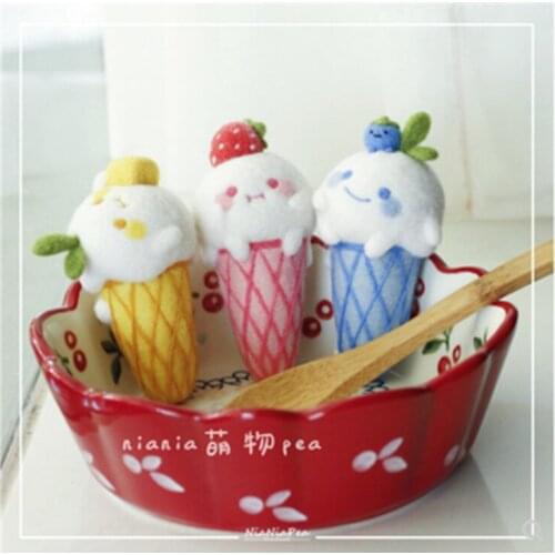 Ice cream material wrapped cartoon egg tube wool needlepoint kit wool felt needle felting decoration craft needlecraft DIY ha