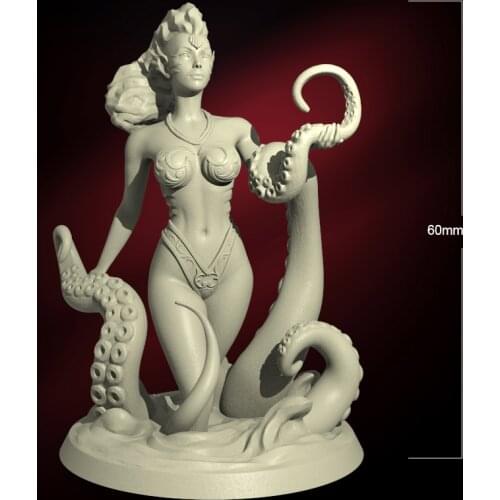 60mm Resin Model Octopus Sexy Girl Bust Figure Unpainted Colourless RW-019