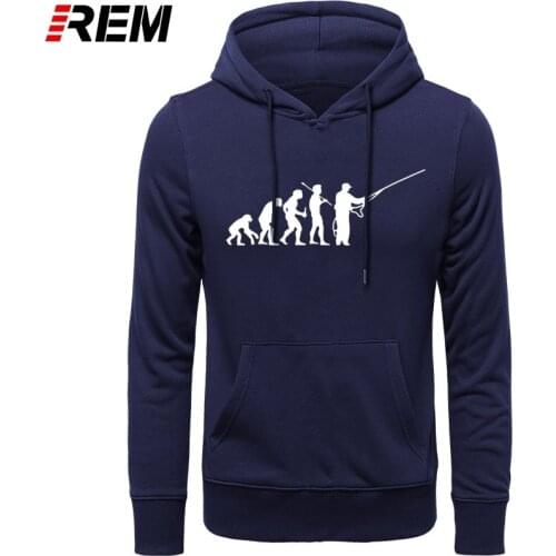 REM Fashion Evolution Fishinger Men Fish Joke Fisherman Carp Funny Gift Cotton LONG Sleeve Hoodies, Sweatshirts