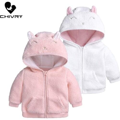 New 2020 Autumn Winter Baby Boys Girls Wool Hooded Zipper Coat Outerwear Newborn Kids Warm Soft Fleece Cute Solid Jackets