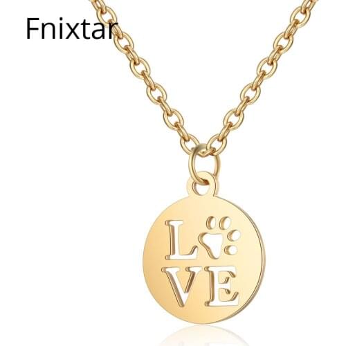Fnixtar New Arrival Stainless Steel Love Letter Charms Pendants Necklaces for Women Gold Color Pendant Necklaces 5pcs/lot