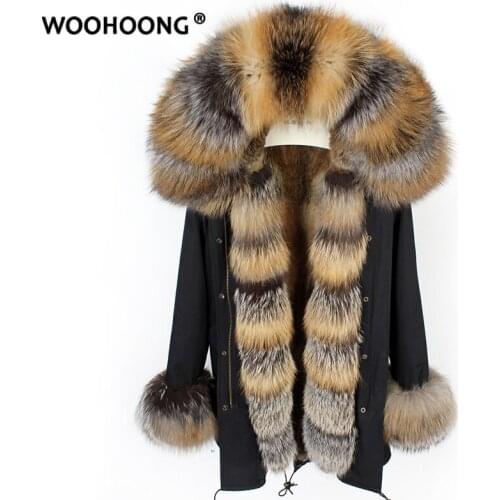 Natural Red Fox Parka Coat Real Fur Coat Red Fox Silver Fox Rex Rabbit Liner Removable Loose 8xl Large Size Customization