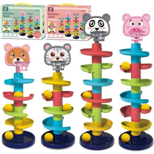 Postal package children stack shot track turn music infant rolling ball glide tower early education hand grasping ball toy