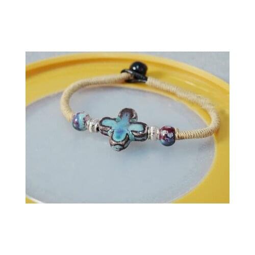 Sunday Youth Fellowship Gift, Holiday Bracelet Handmade Cross Beads Ceramic Bracelet, Christian Gift, Church Souvenir, Jesus