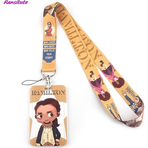 Ransitute R1455 Hamilton Fashion Lanyards ID Badge Holder Bus Pass Case Cover Slip Bank Credit Card Holder Strap Cardholder