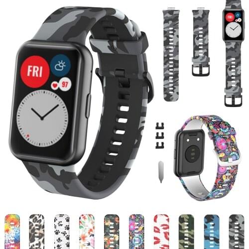Silicone Band For Huawei Watch Fit Strap With Tool Watch Fashion Printing Bracelet Correa For Huawei Fit Smart Watch Strap