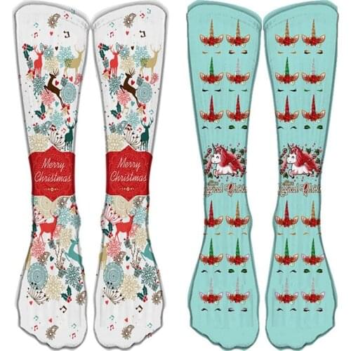 Christmas Cotton Long Socks Winter Warm Women Printed Cute Socks Sexy Thermal Middle Tube Cotton Socks Stockings