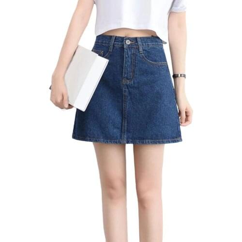 School Office Summer Women Bodycon A-Line High Waist Jeans Denim Mini Skirt