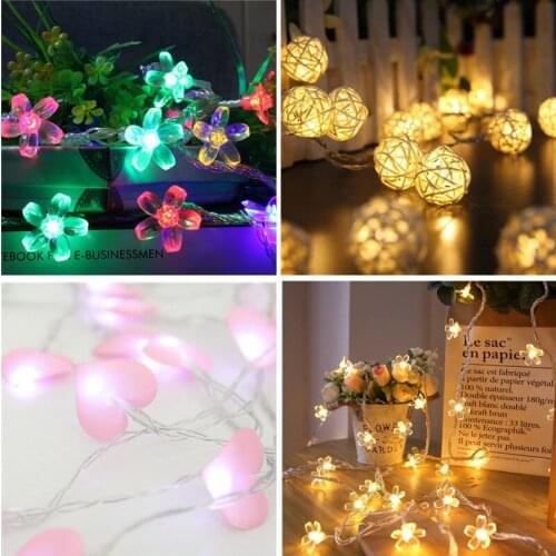 Fairy Lights Party Decoration Christmas Lights Cherry Blossom Rattan Ball Garland Led Lights Christmas Decorations 2021