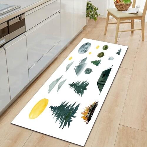 Modern Nordic kitchen floor mats wood grain household corridor floor decoration living room carpet non-slip carpet