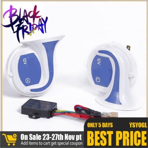 Universal 12V 105-115dB Twin Horn Kit with Controller Relay Brackets and Screws Low 410Hz & high 510Hz Car Motor Van Truck Siren