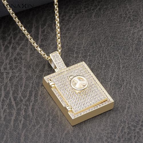 Steering Wheel Phone Frame Pendant Necklaces for Men Women Hip Hop Iced Cubic Zirconia Full Fashion Jewelry Gold Color