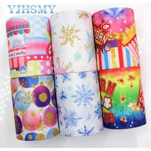 YJHSMY G-18620-554,75 mm 5 Yards Christmas snowflake Printed grosgrain ribbons,DIY handmade Hair accessories wedding gift wrap
