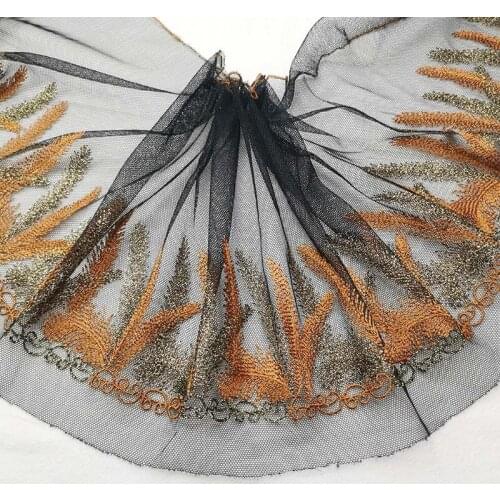 10meters 22cm Wide Mesh Black Lace Trim Embroidery Ribbons Women Skirt for Dancing DIY Accessories High Quality