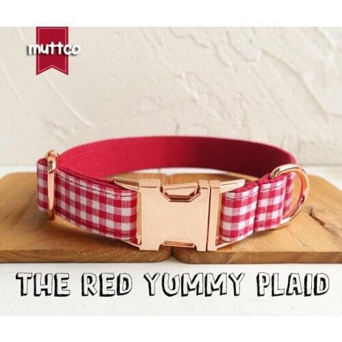 10pcs/lot MUTTCO characteristic high quality dog collar THE RED YUMMY PLAID creative stout dog collars leashes 5 sizes UDC047M
