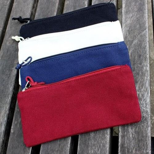 100pcs Colorful Blank Canvas Zipper Pencil Cases Pen Pouches Cotton Cosmetic Bags Makeup Bags Mobile Phone Clutch Bag Organizer