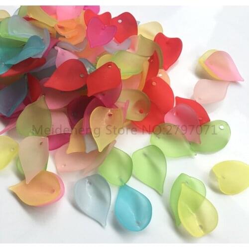 14*20mm Acrylic DIY Craft Frosted Leaf Beads Water Drop Translucent Dull Polish Beads Fit Jewelry Handmade Accessory 150PCS