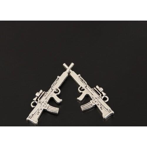 15pcs Charms Submachine Guns Machine Guns Pendants DIY Handmade Jewelry Making Accessorie Guns Lovers Gift