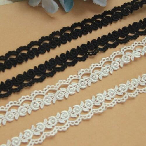 15Yards White Black Wave Venise Guipure Lace Trim for Costume Dress Clothes Sewing DIY Craft Water Soluble Lace 2cm
