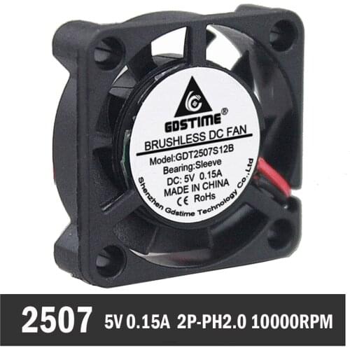 5PCS Gdstime 2507 5V 25mm 25x25x7mm Small Micro Blushless DC Cooling Fan