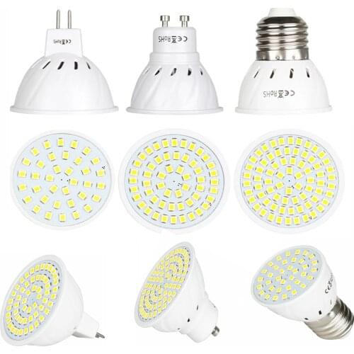 5Pcs GU10 LED E27 Lamp MR16 Spotlight Bulb 36 54 72leds lampara 220V 110V GU 10 bombillas led MR16 12V 24V Lampada Spot light