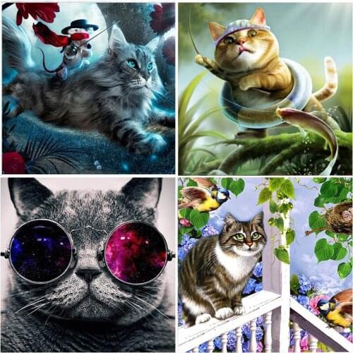 5D Diamond Painting Embroidery Fantasy Cat kitten Resin Full Square Drill Home Decoration Full Round Cartoon Animal Cross Stitch