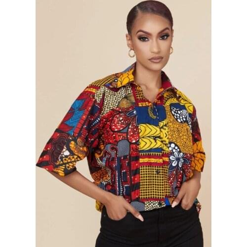 African Clothes for Women 2021 Summer Fashion African Women Printing Short Sleeve T-shirt European Clothing