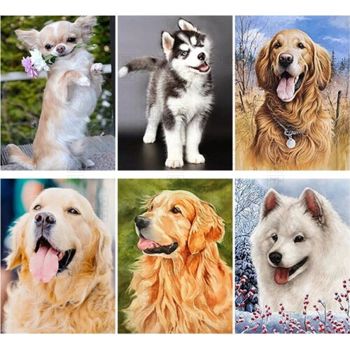 5D Diy Diamond Painting Lovely Dog Full Round Square Drill Rhinestone Mosaic Embroidery Cross Stitch Kits Home Wall Art Gift