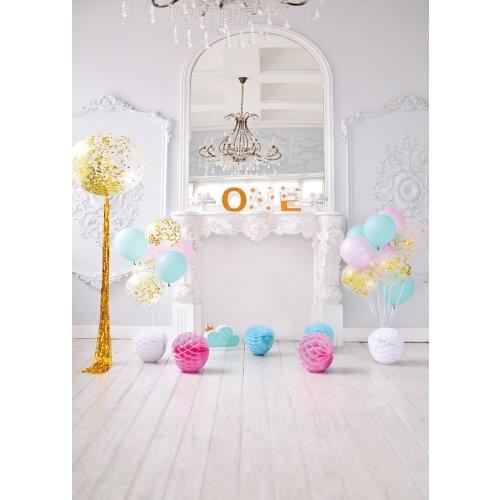 White Room Birthday Decor Photo Backdrop Computer Printed Backgrounds for Children Baby Portrait Photobooth Photography Props