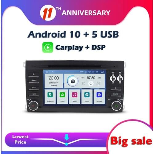 Carplay DSP Car DVD Player IPS PX6 Android 10 4GB +64GB Wifi GPS Map RDS Radio Bluetooth For Porsche Cayenne 2003-2008 2009 2010
