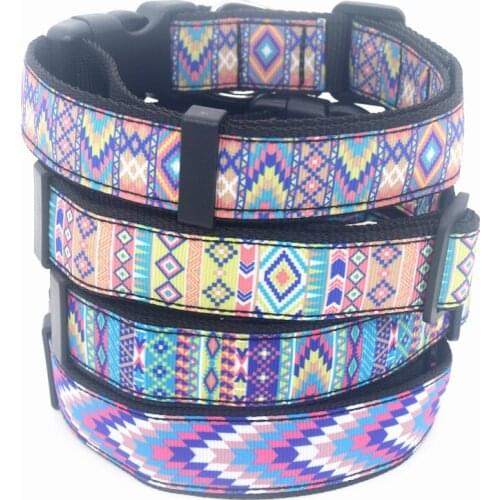 DHK 1'' 25mm Dog Collar Tribal Personalized Adjustable High Quality Ribbons Pet Collars C1910