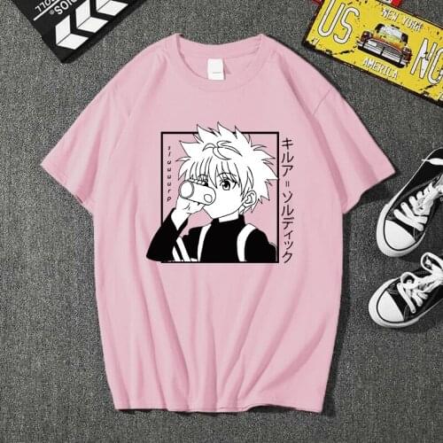 Anime Killua T Shirt Short Sleeve Steerwear Cotton Harajuku Hunter X Hunter T Shirt O-neck Regularprint Casual Men/women Summer