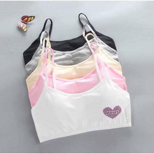 Cotton Girls Training Bra 8-16 Years Old Adolescente Girls Sport Bras Kids Underwear Push Up Teens Bras With Chest Pad