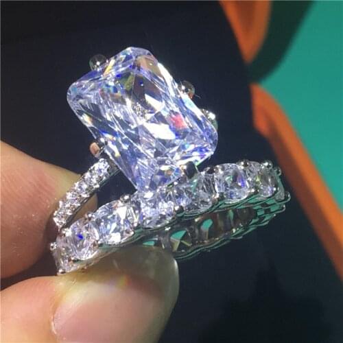 Fine Flower cut 5ct Lab diamond ring sets 925 Sterling Silver Engagement Wedding Band Rings for women Men Party Jewelry Gift