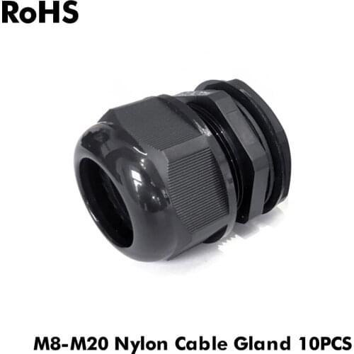 10pcs Each of 10 M8 M10 M12 M16 M18 M20 Thread Nylon Cable Gland Kit Wire Connector Waterproof Plastic Cable Gland Reducer