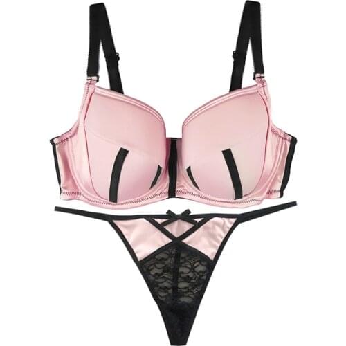 MiaoErSiDai Sexy Bra Set Thong And Bra Push Up Women Underwear Panty Set Refreshing Bra Lingerie Suit 32-44 D-G