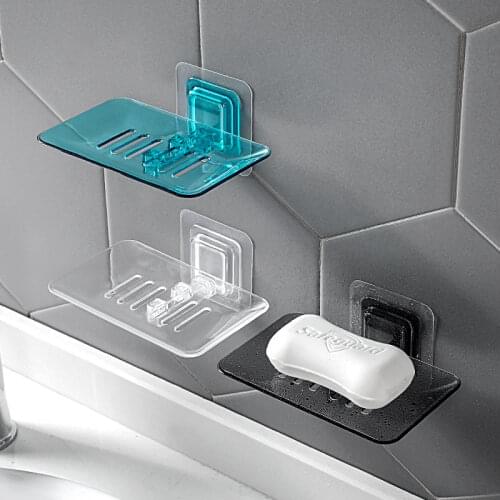 Soap Dishes Drain Wall Mounted Soap Sponge Holder Storage Rack Bathroom Organizer Soap Draining Holder Kitchen Hanging Soap Box