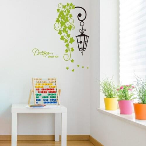 Creative green leaf wall lamp decor sticker PVC Material DIY art wall decals For Living room bedroom kids room home wall sticker