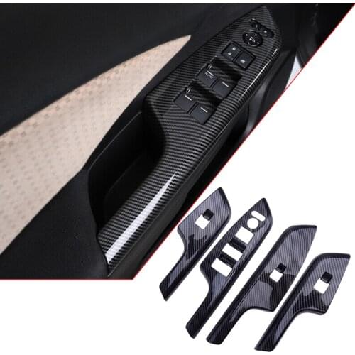 1Set Carbon Fiber Style Window Lift Switch Panel Cover Trim Moulding ABS Fit For Honda CRV 2012 2013 2014 2015 2016