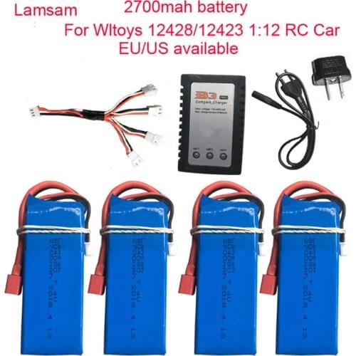 Lamsam Rc Lipo Battery 2S 7.4V 2700mah 20C Max 30C for FEIYUE FY-03 FY01 FY02 Wltoys 12428 12401 12402 12403 12404 12423