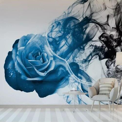 Milofi custom wallpaper mural blue abstract rose smoke line bedroom background wall decoration wallpaper