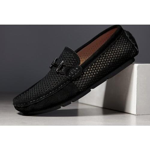 Size 37-46 Breathable Suede Leather Loafers Men Hot Sale Flat Mens Shoes Classic Driving Shoes Fashion Casual Summer Moccasins